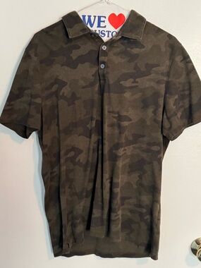 Banana Republic Luxury Touch Camouflage Polo Shirt - Olive Large